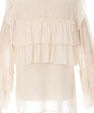 Lamé Sheer Willow Crepe Frill Blouse