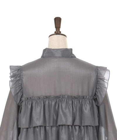 Lamé Sheer Willow Crepe Frill Blouse