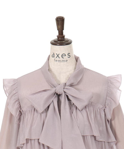 Lamé Sheer Willow Crepe Frill Blouse