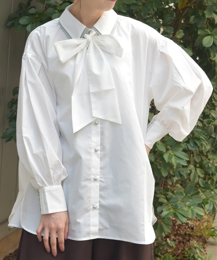 Bicolor Ribbon Shirt