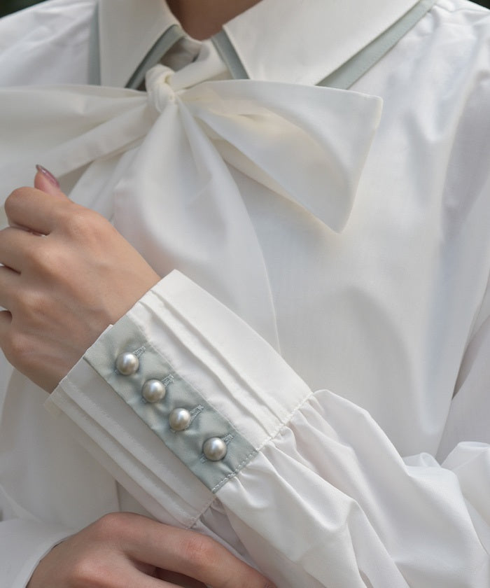 Bicolor Ribbon Shirt