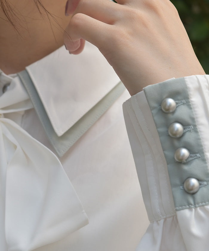 Bicolor Ribbon Shirt