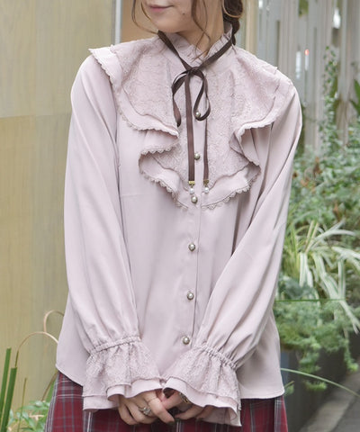 Lace Layered Ruffle Frill Blouse