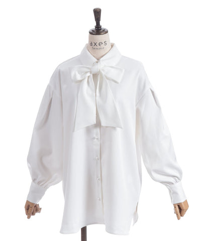 Volume Sleeve Ribbon Shirt