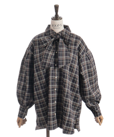 Volume Sleeve Ribbon Shirt