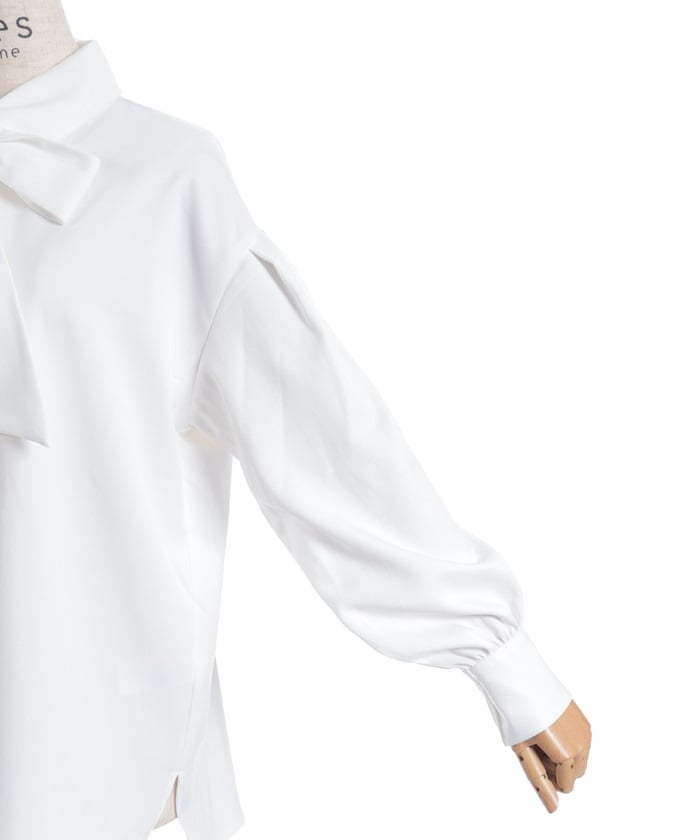 Volume Sleeve Ribbon Shirt