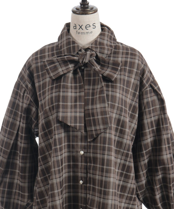 Volume Sleeve Ribbon Shirt