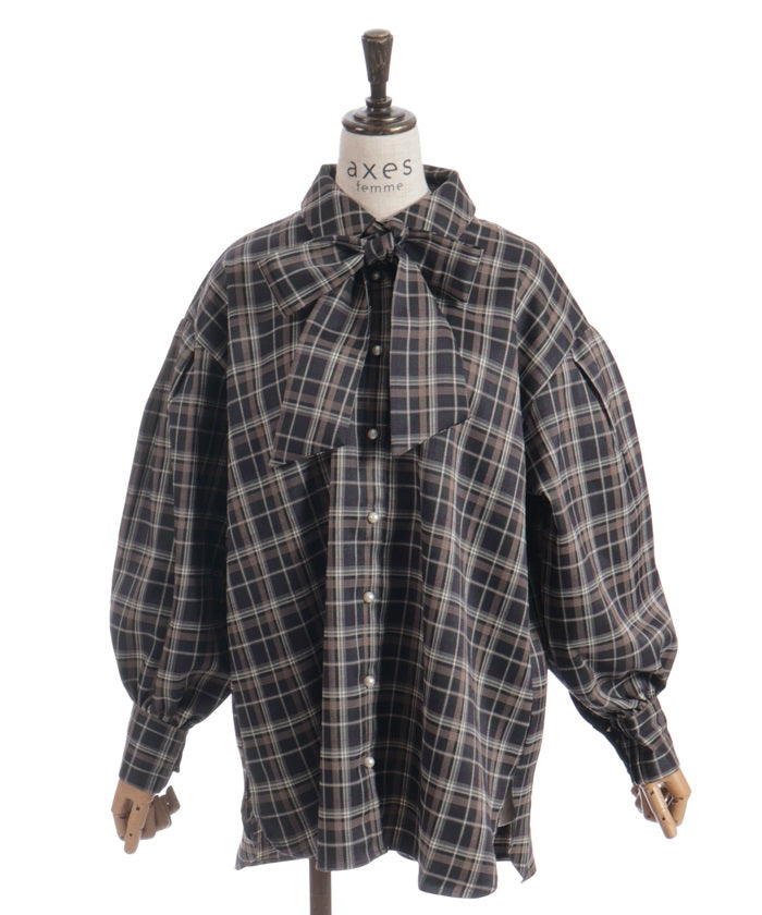 Volume Sleeve Ribbon Shirt