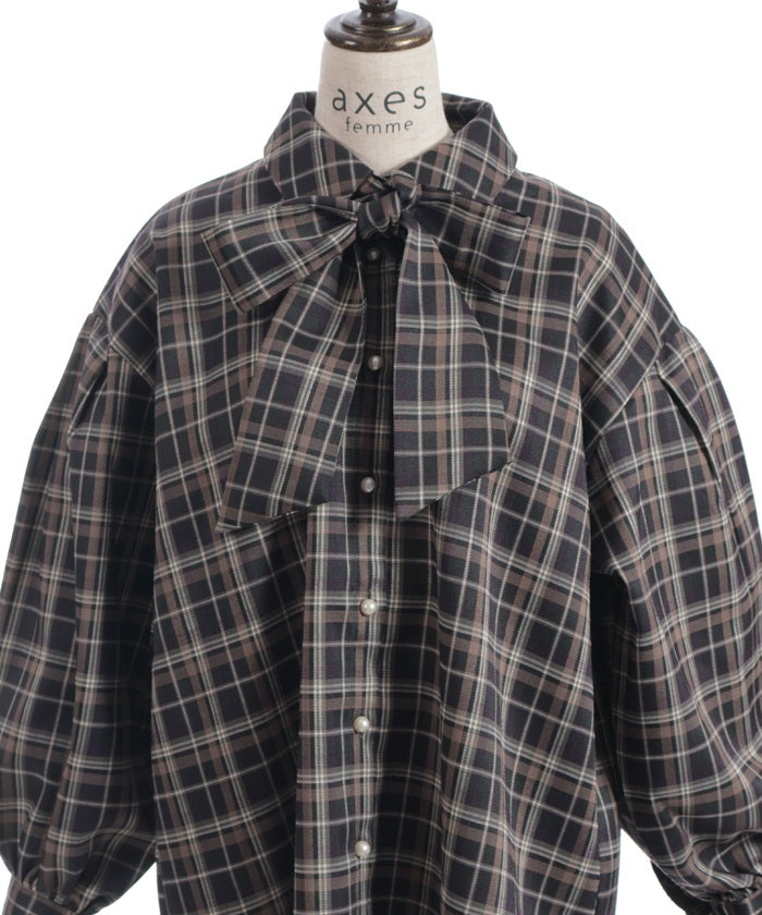 Volume Sleeve Ribbon Shirt