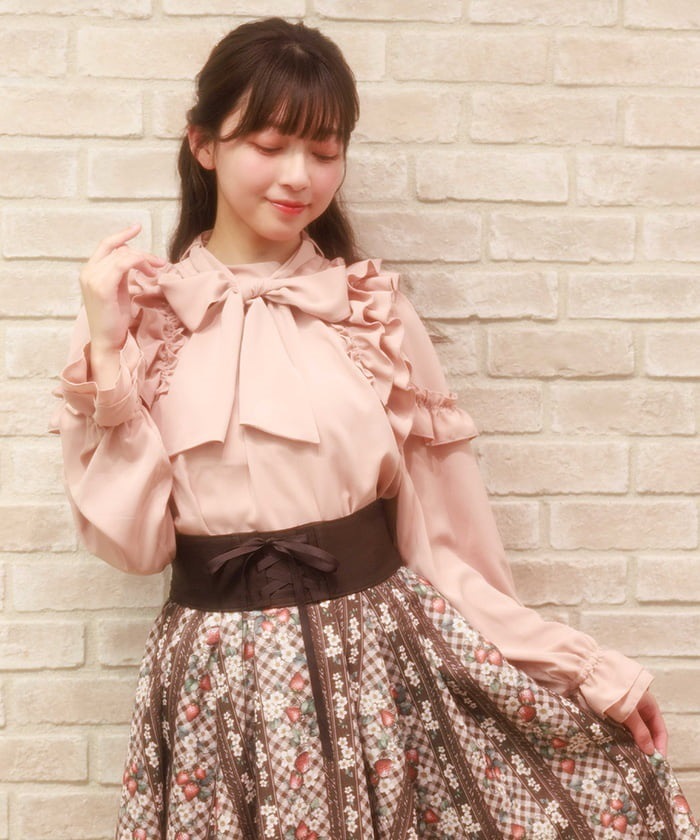 Frill Design Blouse with Ribbon