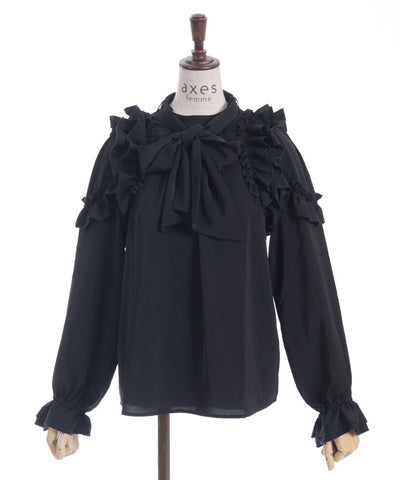 Frill Design Blouse with Ribbon