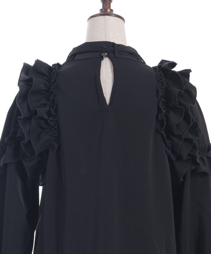 Frill Design Blouse with Ribbon