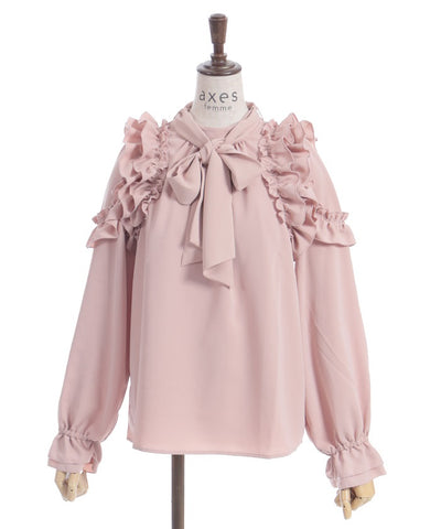 Frill Design Blouse with Ribbon