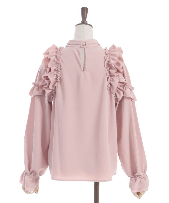 Frill Design Blouse with Ribbon