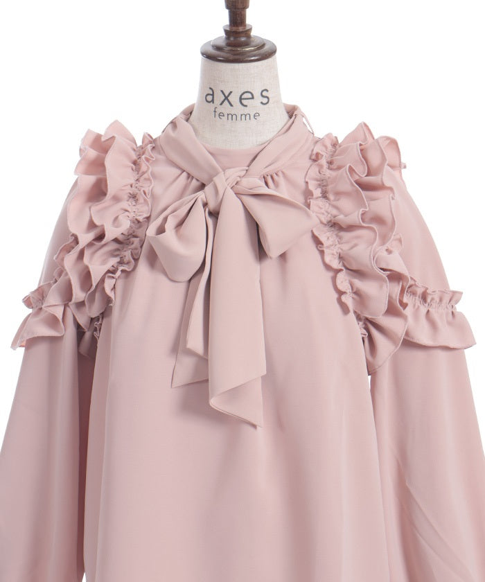 Frill Design Blouse with Ribbon