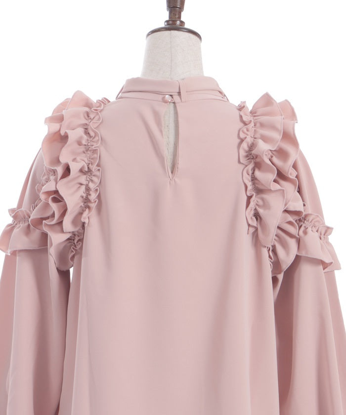 Frill Design Blouse with Ribbon