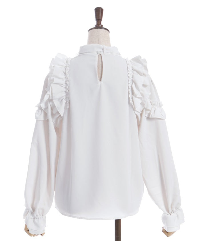 Frill Design Blouse with Ribbon