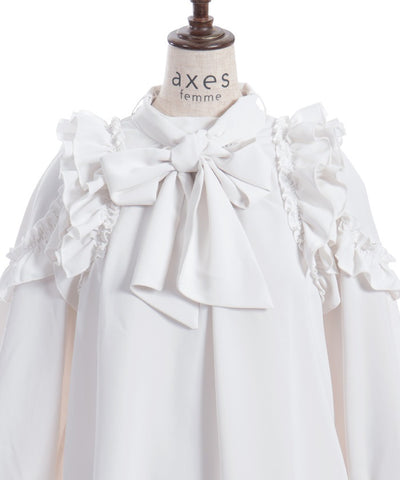 Frill Design Blouse with Ribbon