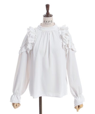 Frill Design Blouse with Ribbon