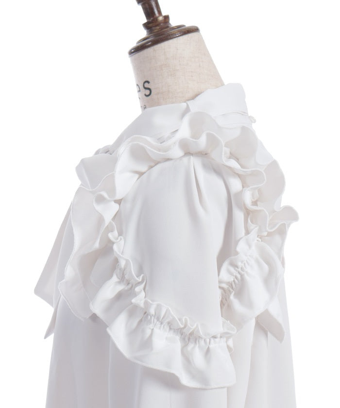 Frill Design Blouse with Ribbon