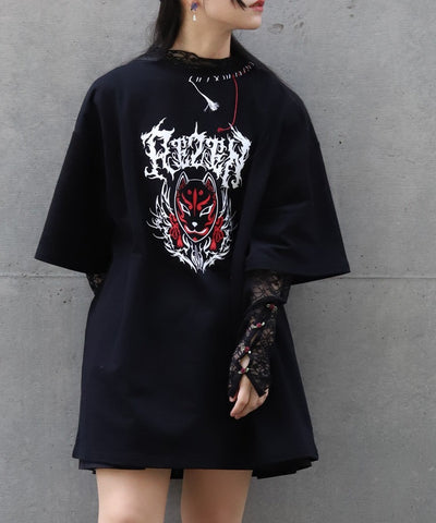 Fox Mask Logo Print Short Sleeve T-Shirt