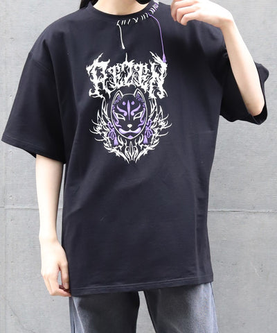 Fox Mask Logo Print Short Sleeve T-Shirt