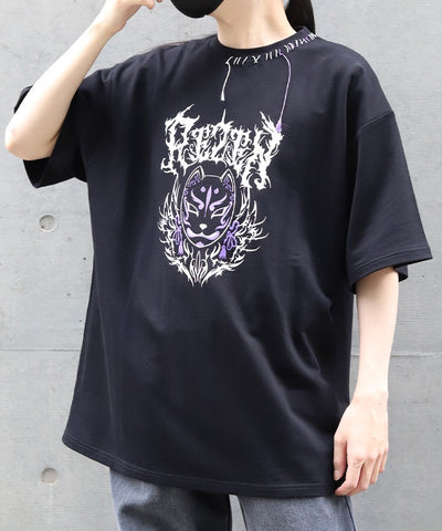 Fox Mask Logo Print Short Sleeve T-Shirt