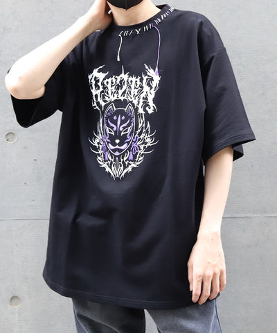 Fox Mask Logo Print Short Sleeve T-Shirt