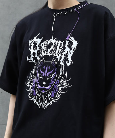 Fox Mask Logo Print Short Sleeve T-Shirt