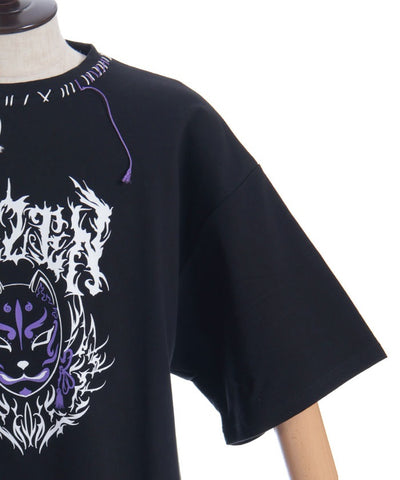 Fox Mask Logo Print Short Sleeve T-Shirt