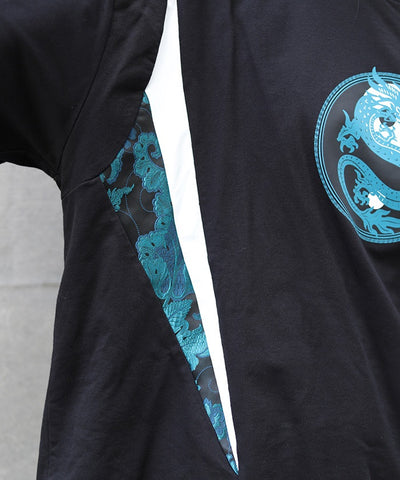 Dragon & Yin-Yang Symbol Print T-Shirt