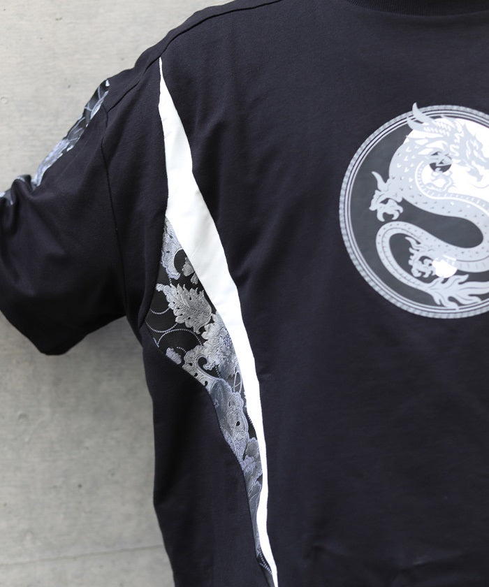 Dragon & Yin-Yang Symbol Print T-Shirt