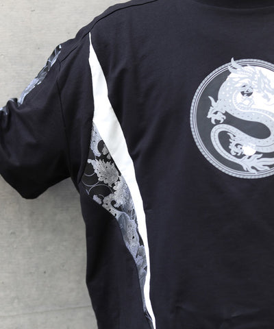 Dragon & Yin-Yang Symbol Print T-Shirt
