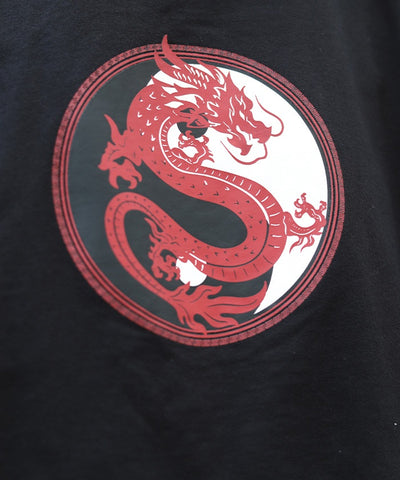Dragon & Yin-Yang Symbol Print T-Shirt