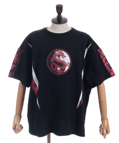 Dragon & Yin-Yang Symbol Print T-Shirt