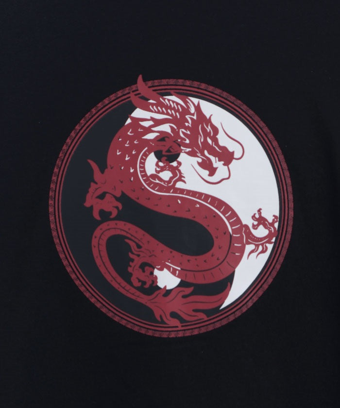 Dragon & Yin-Yang Symbol Print T-Shirt