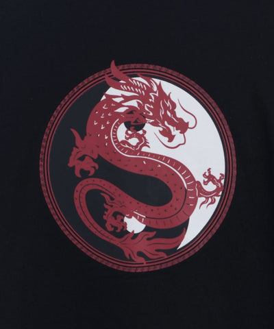 Dragon & Yin-Yang Symbol Print T-Shirt