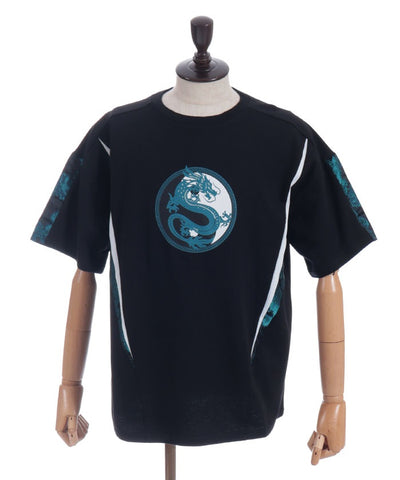 Dragon & Yin-Yang Symbol Print T-Shirt