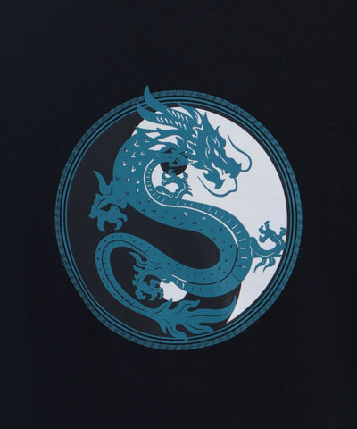 Dragon & Yin-Yang Symbol Print T-Shirt