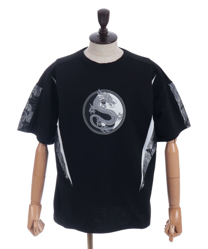 Dragon & Yin-Yang Symbol Print T-Shirt