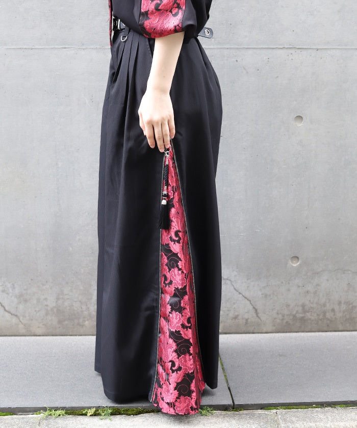 Arabesque Pattern Jacquard Zip Pants