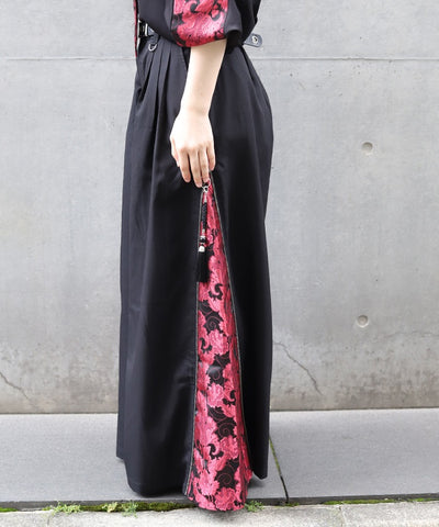 Arabesque Pattern Jacquard Zip Pants