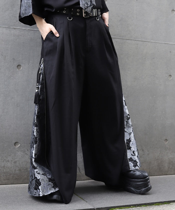 Arabesque Pattern Jacquard Zip Pants