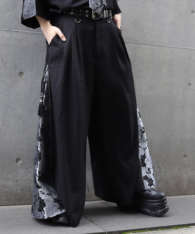 Arabesque Pattern Jacquard Zip Pants