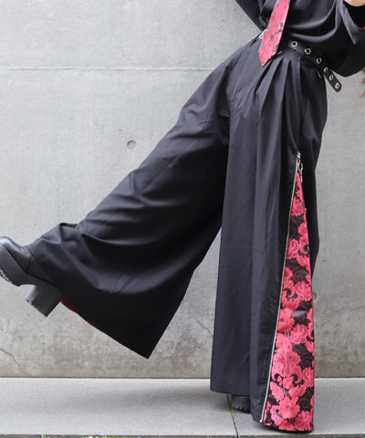 Arabesque Pattern Jacquard Zip Pants