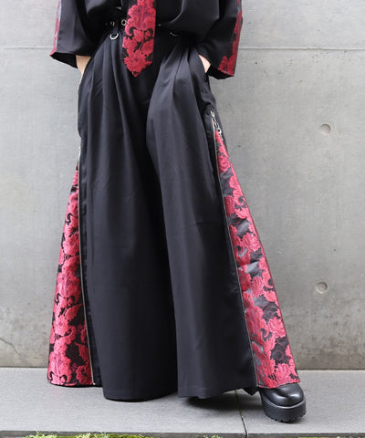 Arabesque Pattern Jacquard Zip Pants