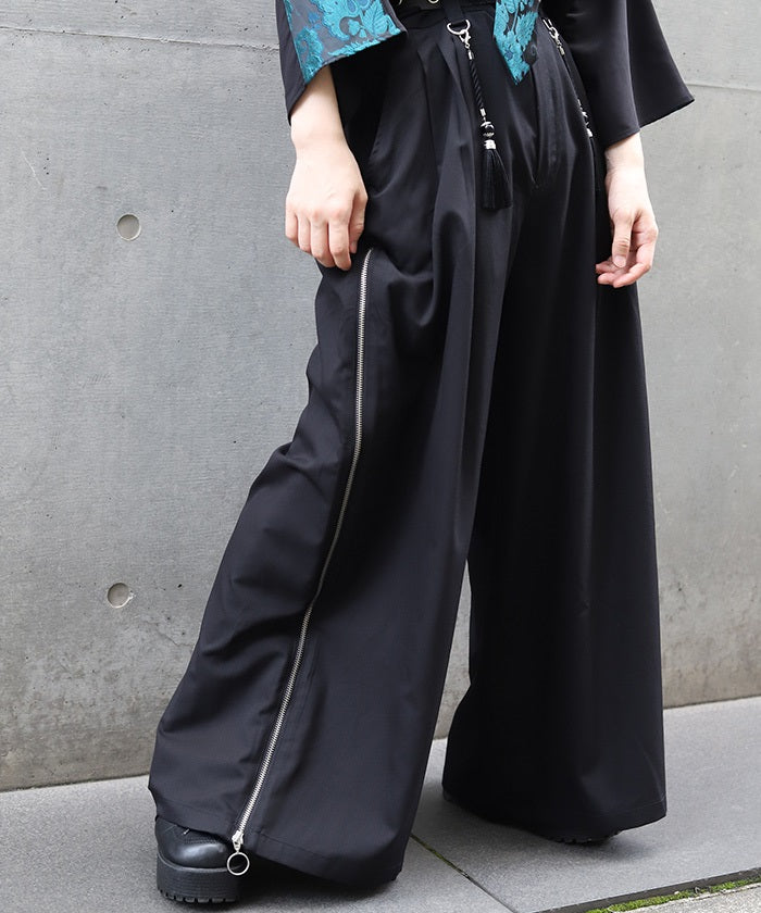 Arabesque Pattern Jacquard Zip Pants