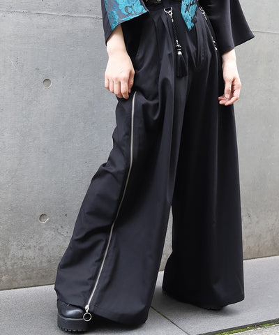 Arabesque Pattern Jacquard Zip Pants