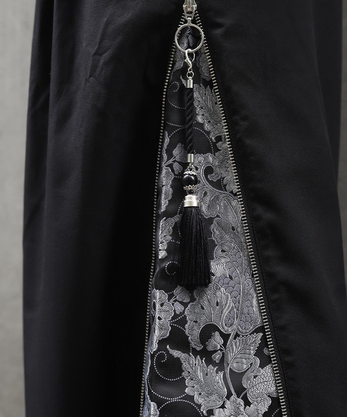 Arabesque Pattern Jacquard Zip Pants