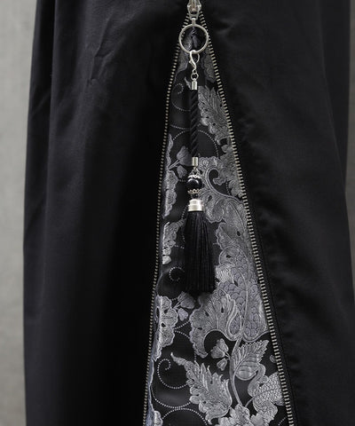 Arabesque Pattern Jacquard Zip Pants